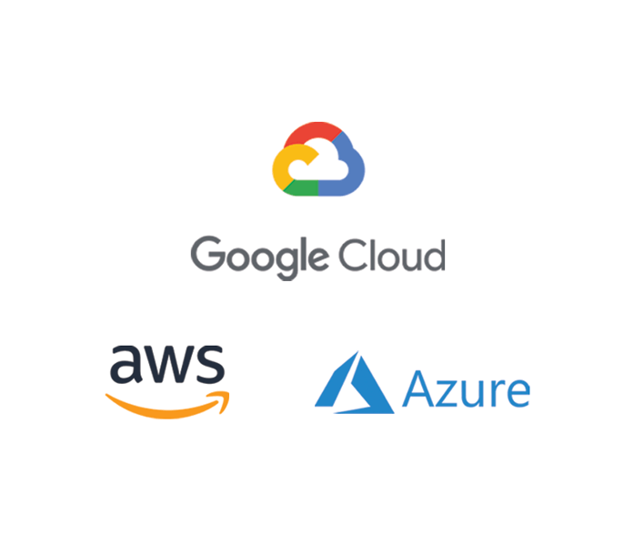 Google Cloud, AWS, and Azure logos